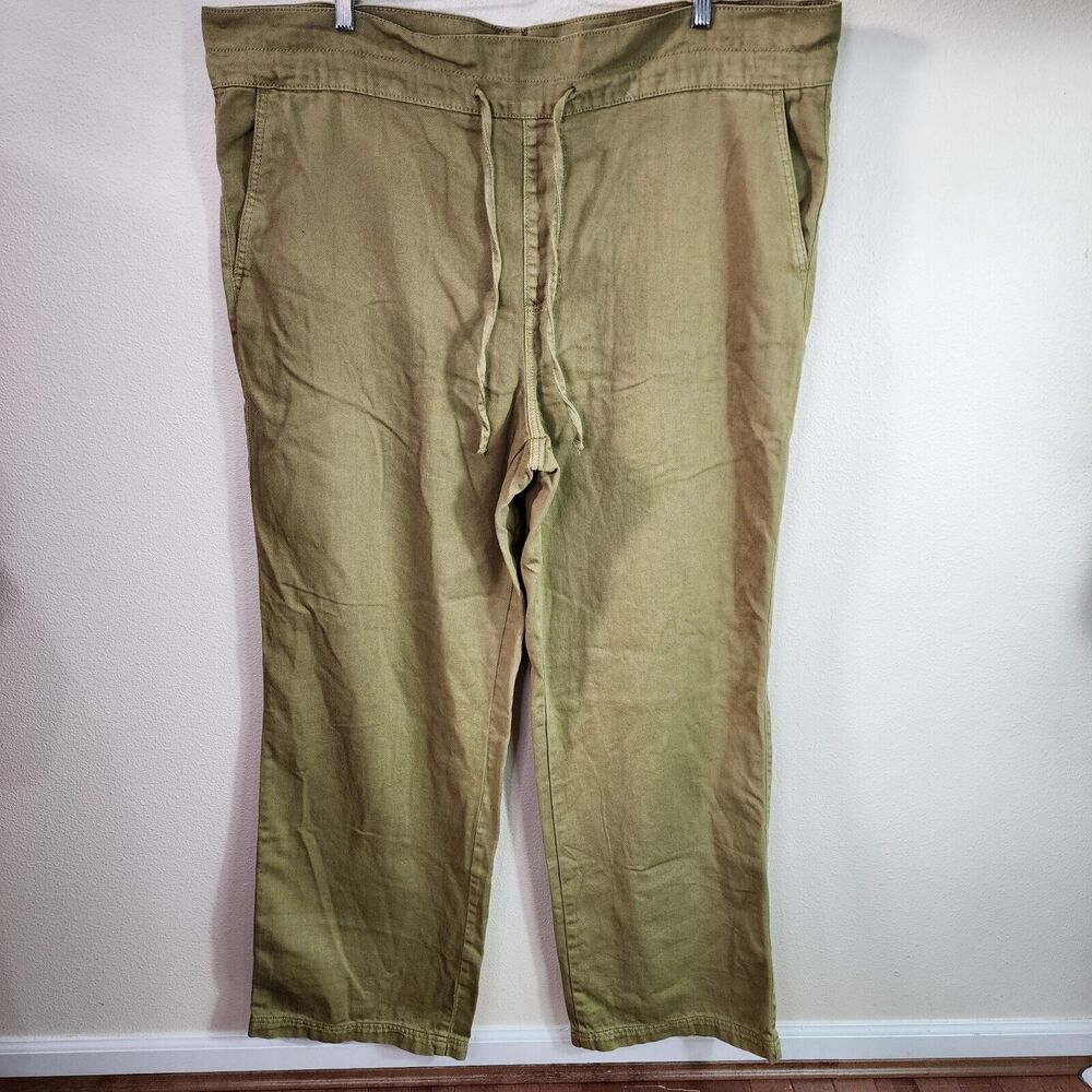 Universal Thread High Rise Wide Leg Canvas Pants Size 18L KHAKI GREEN COTTON euc
